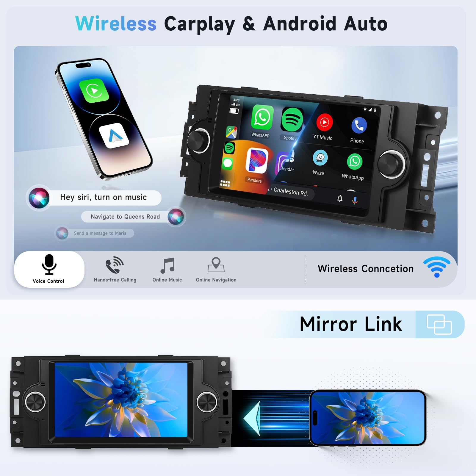 ?8Core 4+64G?For Dodge Ram 1500/2500/3500 (06-08),Dodge Durango (05-2008),Chrysler 300 Touring/300C/300M (05-07),Jeep Grand Cher